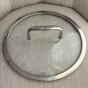 10 inch Stainless Steel Pampered Chef Glass Lid with Silver Rim